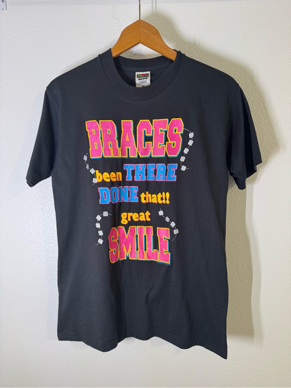 Vintage 90s Fruit of the Loom Braces Been There Done That Single Stitch Tee M